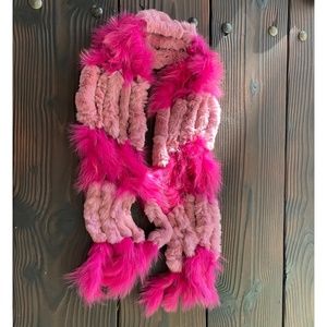 Vintage Rabbit Fur Scarf Hot Pink Fuchsia
